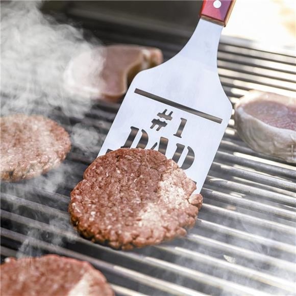 BBQ Grill Tools Set Gift for Dad, 4 Piece Set, Number 1 Dad Tongs, Spatula - Picture 5 of 7